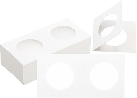 PATIKIL 2 x 2 Coin Flips, 100 Pack 31.5mm Cardboard Coin Holder Paper Coin Holders for Coin Collection Supplies Collector, White
