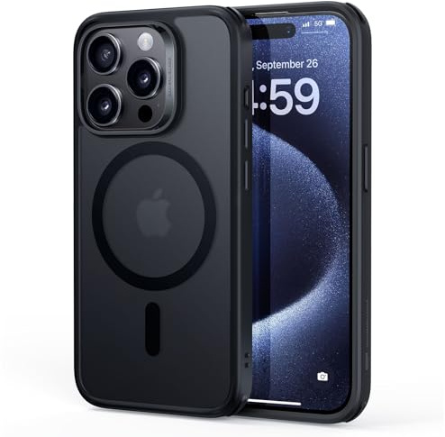 ESR für iPhone 15 Pro Hülle, kompatibel mit MagSafe, Militärnorm Schutz, vergilbungsbeständig, Kratzfeste Rückseite, magnetisches HandyHülle Case für iPhone 15 Pro, Classic Series, Mattschwarz