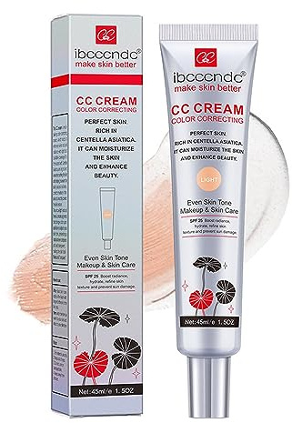 Hydrating CC Cream Foundation with Centella Asiatica Multi-Purpose Pre-makeup Primer Moisturizing Facial Concealer Sunscreen Full-Coverage CC Cream with SPF 25 (02)