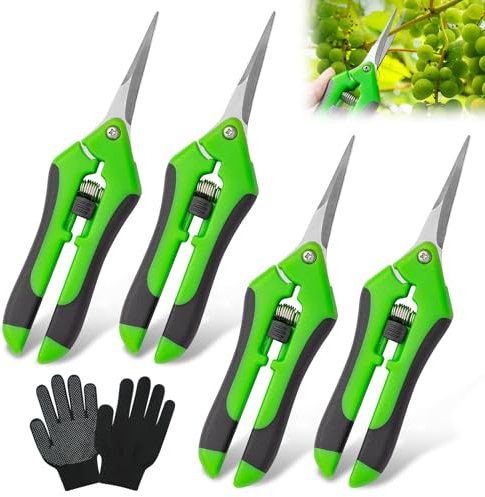 MEYAGOT Pack 4 Tijeras de Podar Pequeñas, Tijeras de Podar de Mano, Tijeras de Jardín, Tijeras Jardinería, Tijeras Podar Pequeñas para Jardineria Bonsái Árboles Plantas Flores