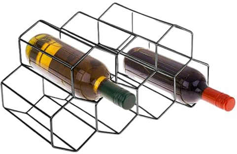 Casier à vin 9 bouteilles, comptoir de casier à vin à 3 niveaux,Support à vin de table - Casier à vin de comptoir en métal autoportant, 9 supports de bouteilles de vin, support pour bouteille d'eau