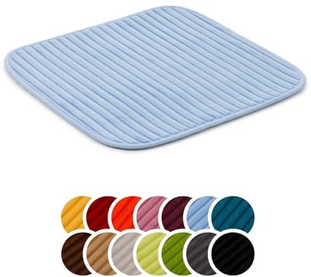 liebling Badteppich mit Anti-Rutsch-Beschichtung aus PVC Noppen, Cord-Optik, 100% Polyester, Serie Potsdam, 50 x 45 cm, 30 Grad waschbar, Fußbodenheizung geeignet, Farbe: hellblau