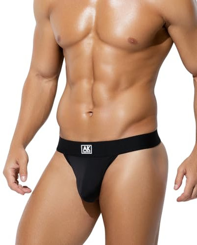 Mauro Kane Herren String Tanga Männer Unterwäsche Strings Thong Unterhosen Atmungsaktiv Low Rise G-String Schwarz L