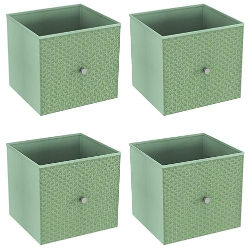 URBNLIVING Set of 1/4/6 Foldable 27cm Woven Fabric Storage Cube Box Drawer Insert Basket with Handle - Multi Colourful Collapsible Toy Arts & Crafts Bins, Durable and Lightweight for Home Office