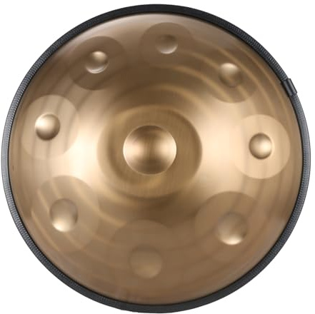 Handpan Drum 440Hz/432Hz 9/10/12 Note Tamburo Pan In Acciaio Inox Strumenti A Percussione In Metallo, Spirale Dorata(9 Notes (440Hz))