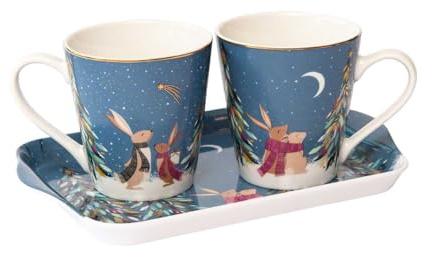Sara Miller London Woodland Tales - Juego de taza y bandeja, color azul francés