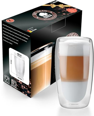BigDean 6 Stück hohe doppelwandige Latte Macchiato Gläser 350 ml aus Borosilikatglas – Kaffeegläser in Geschenkverpackung