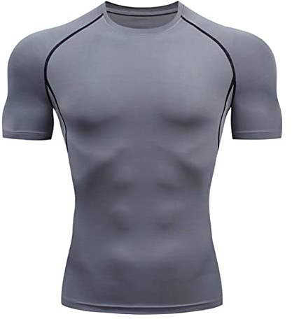 POENVFPO Maglie Compressive, Alta Elasticità e Asciugatura Rapida, Maglietta Sportiva per Comfort, Performance e Resistenza, for Allenamento, Ginnastica, Yoga, Corsa e Uomini