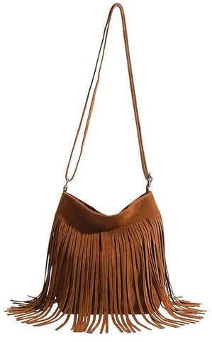 Vintage Tassel Crossbody Bag For Women Large Capacity Casual Tassel Shoulder Bag For Outdoor Travel Women's Handbag