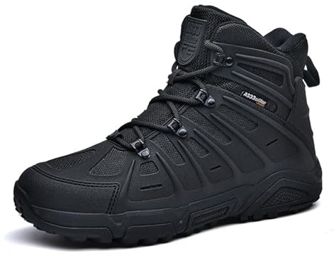Stivali da Combattimento da Uomo Leggeri, Anti-collisione, Traspiranti, Stivali Tattici da Uomo Militari, per Escursioni nel Deserto, Risposta Rapida(Black,43 EU)