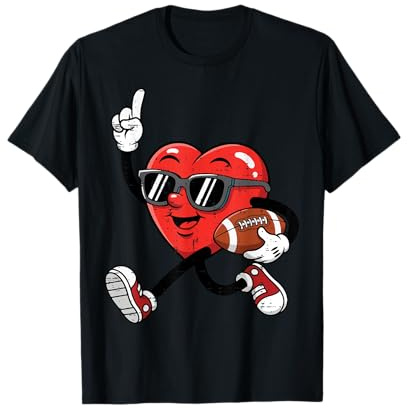 Valentines Day Heart American Football Player Men Boys Kids T-Shirt