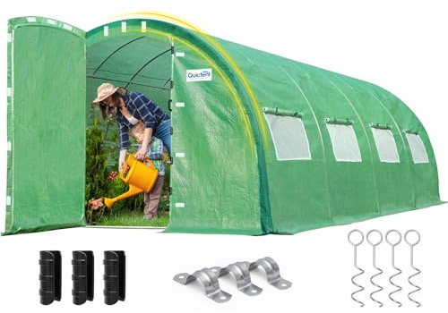 Quictent 20x10x6.6 FT Premium Greenhouse for Outdoors with 2 Door Frames, Reinforced Top Structure & Cover, Large Heavy Duty Walk-in Tunnel Hoop Green House for Garden Backyard Flower Winter, Green