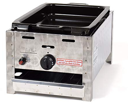 Gasbräter 3,65 kW mit emaill.Stahlpfanne 1-flammig Gasgrill Grill Gastrobräter Profigrill Verein