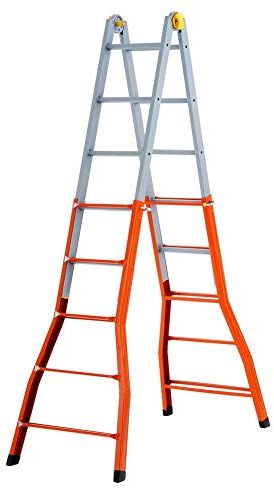 Mehrzweckleiter 'Peppina' Struktur aus lackiertem Stahl zweifarbig. Reißverschluss-Lock öffnen mit Zündsicherung verhindert und antichiusura halbautomatische. Trittstufe von Trapezform, Füße aus PVC antisdrucciolevoli. Typ 'Media' und 's
