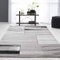 VIMODA Designer Teppich Wohnzimmer Grau Kacheloptik mit Farbverlauf und Konturenschnitt, Größe:200x290