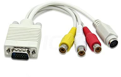 Herfair - Cavo VGA a RCA, da VGA a S Video 3 RCA Converter AV TV Out cavo adattatore per TV PC Computer Video AV proiettore