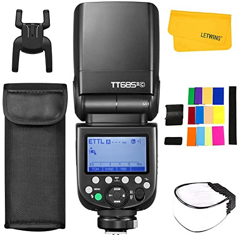 Godox TT685II-C TT685IIC Camera Flash Speedlite TTL para Canon, 2.4G HSS 1/8000s Wireless Flash Speedlight Compatible para Canon EOS 30D 40D 50D 60D 70D 80D 750D 1300D 580EX Camaras