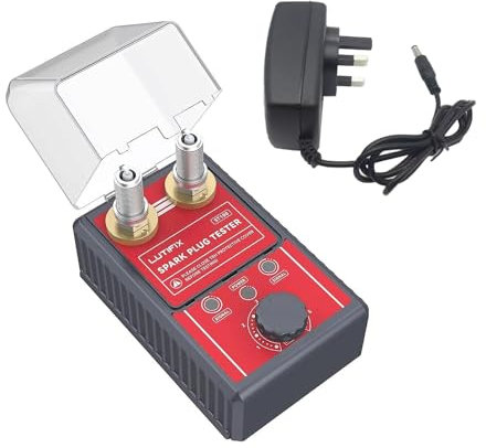 Spark Plug Tester, Ignition Spark Tester with Adjustable Dual Holes Ignition Tester and Protective cover Ignition System Analyzer 0 to 6000rpm Adjustable for 12mm Spark Plug