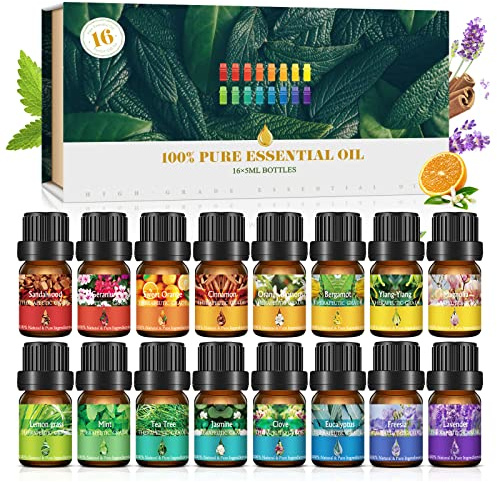 16Pcs - Bledras Huile Essentielle pour Diffuseur 100% Pures et Naturelle, Aromathérapie Humidificateurs Oil Bio - Coffret Cadeau Femme