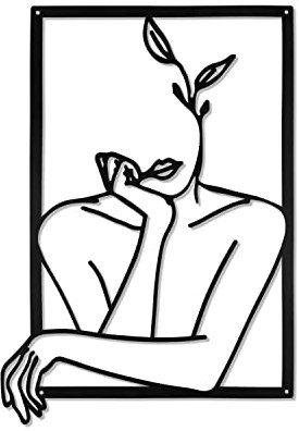 YiYa Schwarzem Wanddekoration aus Metall, Minimalistische Wanddekoration kunst, moderne abstrakte weibliche Körper dekoration für Schlafzimmer Wohnzimmer Badezimmer Balkon Galerie (Lady)