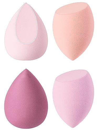 UAMLVCN Make up Schwamm Set, 4 Stück Beauty Blender Sponge, Make up Sponge, Schminkschwamm, Feucht und Trocken, für Creme, Flüssigkeit Foundation, Flüssigkeiten und Puder-Rosa