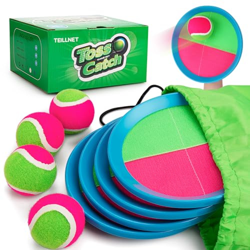 Toss and Catch Ball Set Upgraded - Kids Toys Beach Toys Baseball Games - Sturdy & Water-Resistant Great for Outdoor Pool Yard Games - Classic Gift for Boys Girls 3 4 5 6 7 8 9 10 11 12+ Years Old