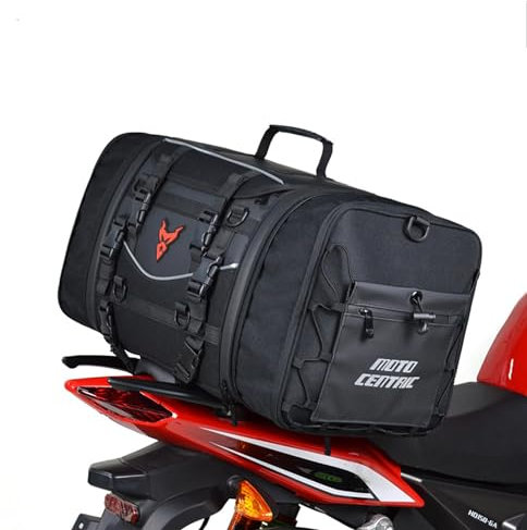 Krtopo Motorcycle Tail Bag Waterproof 40L Motorcycle Travel Luggage Expandable Tank Bag 60L Motorbike Seat Black