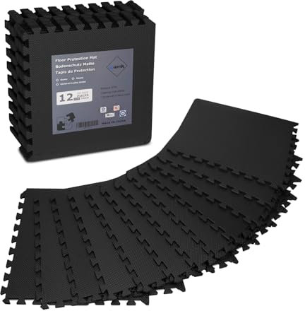 Wemk Schutzmatten Bodenschutzmatte, 50x50 cm, 12 Stück, 3m² Bodenschutzmatte Fitness Matte, Puzzle Sportgeräte Matte, Fitnessmatte, Trainingsmatte, Yogamatte Fitness
