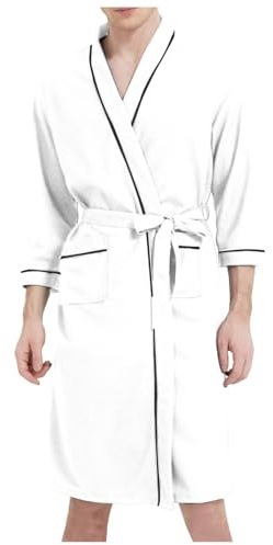 MODSGUE Peignoir sexy pour homme - Peignoir léger et court - Peignoir kimono léger - Vêtement de nuit pour homme - Fin - Été - Peignoir de sauna - Manches longues - Pyjama - Chemise de nuit - Peignoir