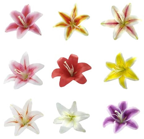 Bouquet de 9 fleurs de lys calla artificielles en PU de couleurs mélangées, fausses fleurs en latex pour anniversaire, bricolage, mariage, maison, fête, décoration de jardin (couleurs assorties)