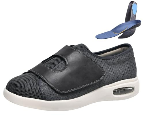 Diabetic Shoes,Elderly Outdoor Velco Convenient Put On and Take Off Womens Rehabilitation Shoes(Gray,11.5US)