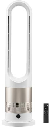 VEVOR Tower Fan Bladeless, 16 ft/s Velocity Quiet Floor Fan that Blows Cold & Heating Air, 80° Oscillating Fans with 8 Speeds, 9H Timer, Standing Fans with Remote Control for Bedroom, Office, Home