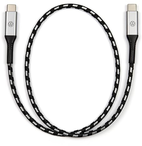 Volkswagen 000051446CB Premium - Cavo di ricarica USB-C a USB-C, 50 cm, con logo VW illuminato, colore: Nero