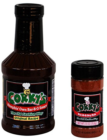 Corkys Barbecue Starter Bundle - 2 Items - 1 Bottle Original Recipe Bar-B-Q Sauce, 1 Jar of Bar-B-Q Dry Rub