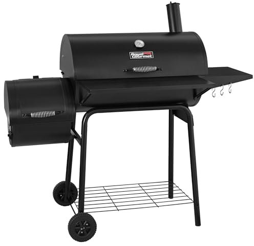 Royal Gourmet BBQ CC1830S Barbecue au charbon de bois et offset Smoker | 800 m² | Surface de cuisson extérieure pour le camping | Noir