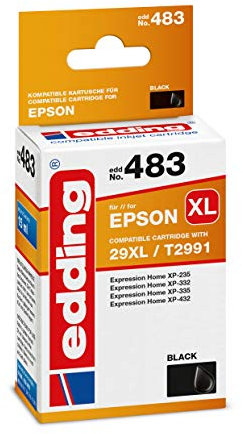 edding Druckerpatrone EDD-483 - Einzelpatrone - Schwarz - 15 ml - Reichweite 665 Seiten - Ersetzt Epson T29XL (T2991)