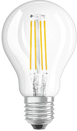OSRAM Dimmbare Filament LED Lampe mit E27 Sockel, Warmweiss (2700K), Tropfenform, 5W, Ersatz für 40W-Glühbirne, klar, LED Retrofit CLASSIC P DIM, 1 Stück (1er Pack), Warmweiß
