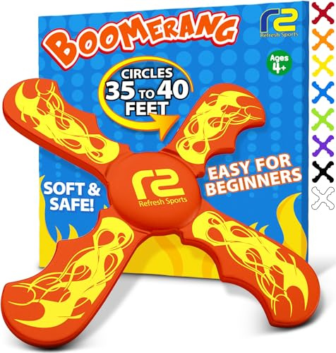Boomerang for Kids - Fun Outdoor Toys for Boys & Girls - Fun & Easy To Use Gifts for Kids 5 6 7 8 9 10 + Year Old Boy Gifts - Best Toys for 5+ Year Old Boys & Summer Birthday Gift Ideas for All Ages