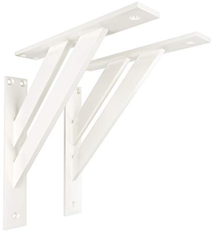 Sossai Regalträger 2er Set FSHR 240x240 mm aus Aluminium – Wandhalterung Regalwinkel für Regalbrett – weiß – modernes Design