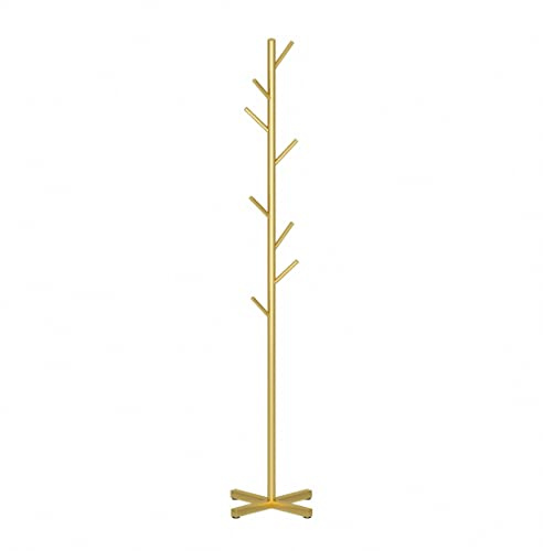 Ruweistar Metal coat rack Free-standing assembly hanger,Sturdy metal coat hanger for bedrooms, office hallway, briefcases, umbrellas, robes, coats,tree-gold…