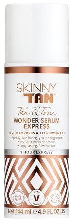 Skinny Tan Wonder Serum - 1 Hour Express Streak Free, Instant Fake Tan with Youth Boosting Q10 & Vitamin E, Vegan & Cruelty Free Skincare - 144ml
