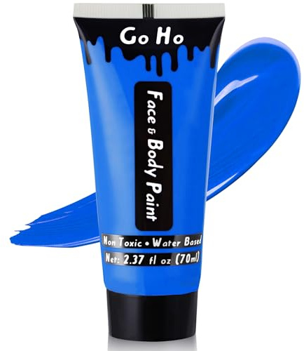 Go Ho Royal Blue Face Body Paint Washable(2.37oz/pc),Water Based Cream Blue Face Paint,Smurf Mystique Avatar Clown Makeup,Blue Body Paint for SFX Cosplay Costumes Festivals Halloween Makeup