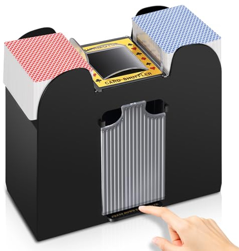 Unniweei Automatic Card Shuffler 1/2/4/6 Decks, Battery-Operated Electric Shuffler, Casino Card Game for Poker, Home Card Game, UNO, Phase10, Texas Hold'em, Blackjack, Home Party Club Game