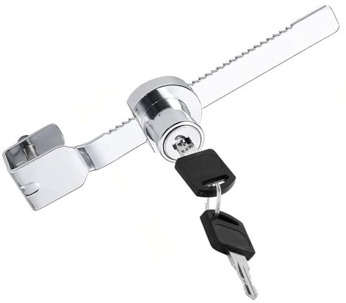 Litensh Verrou de scie coulissante avec clé différente, serrure vitrine verrou verre, serrures vivarium, serrures terrarium, verrou à cliquet pour porte en verre