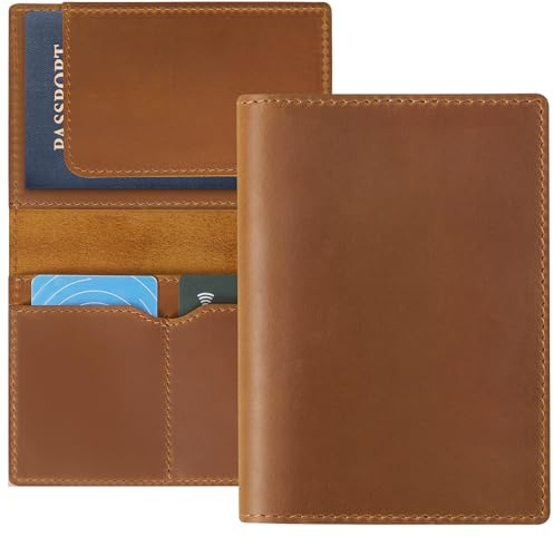 Jack&Chris Leather Passport Holder, Handmade Passport cover, Travel Wallet Cover Case for Men and Women, Leather Travel Documents Organizer Protector, JC107