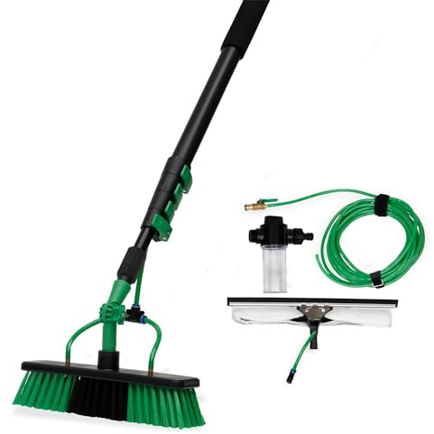 Hammersmith AquaClean Deluxe - Das Original aus dem TV - Besen mit Wasseranschluss - Waschbürste inkl. 7m Teleskopstiel - Wasserbesen - Fenster & Photovoltaik Reiniger