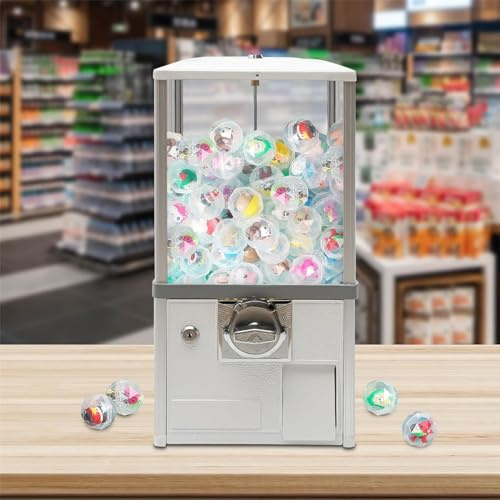Distributeur De Bonbons, Machine à Gommes En MéTal, Distributeur Automatique De Bonbons Gashapon, Pour Jouets à Capsules De 4,5 à 5,5 Cm De DiamèTre Pour La Maison, Les Magasins De Jeux Et ,White