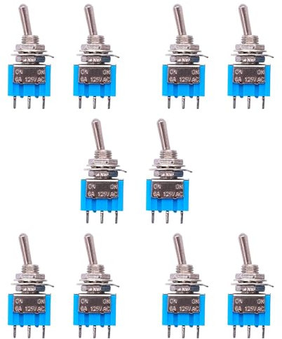 HeyNana 10 interrupteurs à bascule 3 broches 2 positions ON-OFF DPDT interrupteur de verrouillage pour une gamme d'applications de montage sur panneau. MTS-102