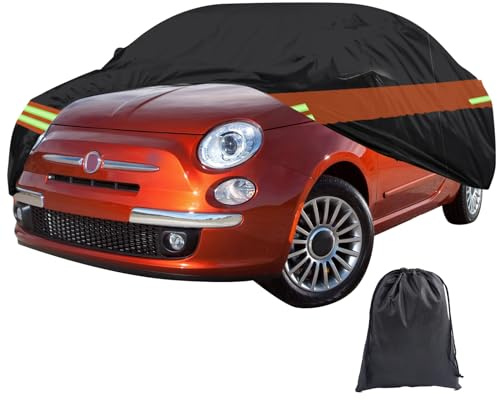 Funda de Coche para 500 500C 500E Abarth 500 2007-2024, 6 Capas Impermeables para Todo Tipo de Clima, protección contra el Sol, Nieve, Lluvia, Polvo, Cubierta