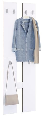 VCM Wooden set hallway furniture coat rack coat hooks coat rack panel Salia M White